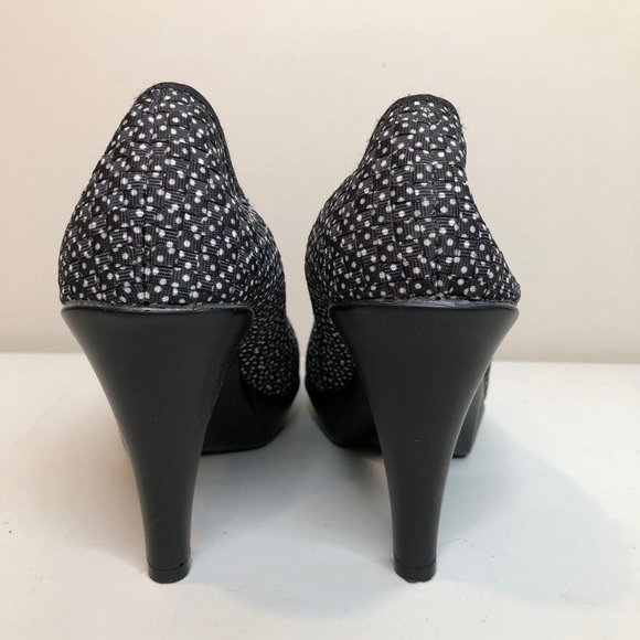 Bernie Mev Legend Classic Pumps High Heels Black White Dot Comfort Fabric 39 - Picture 6 of 7